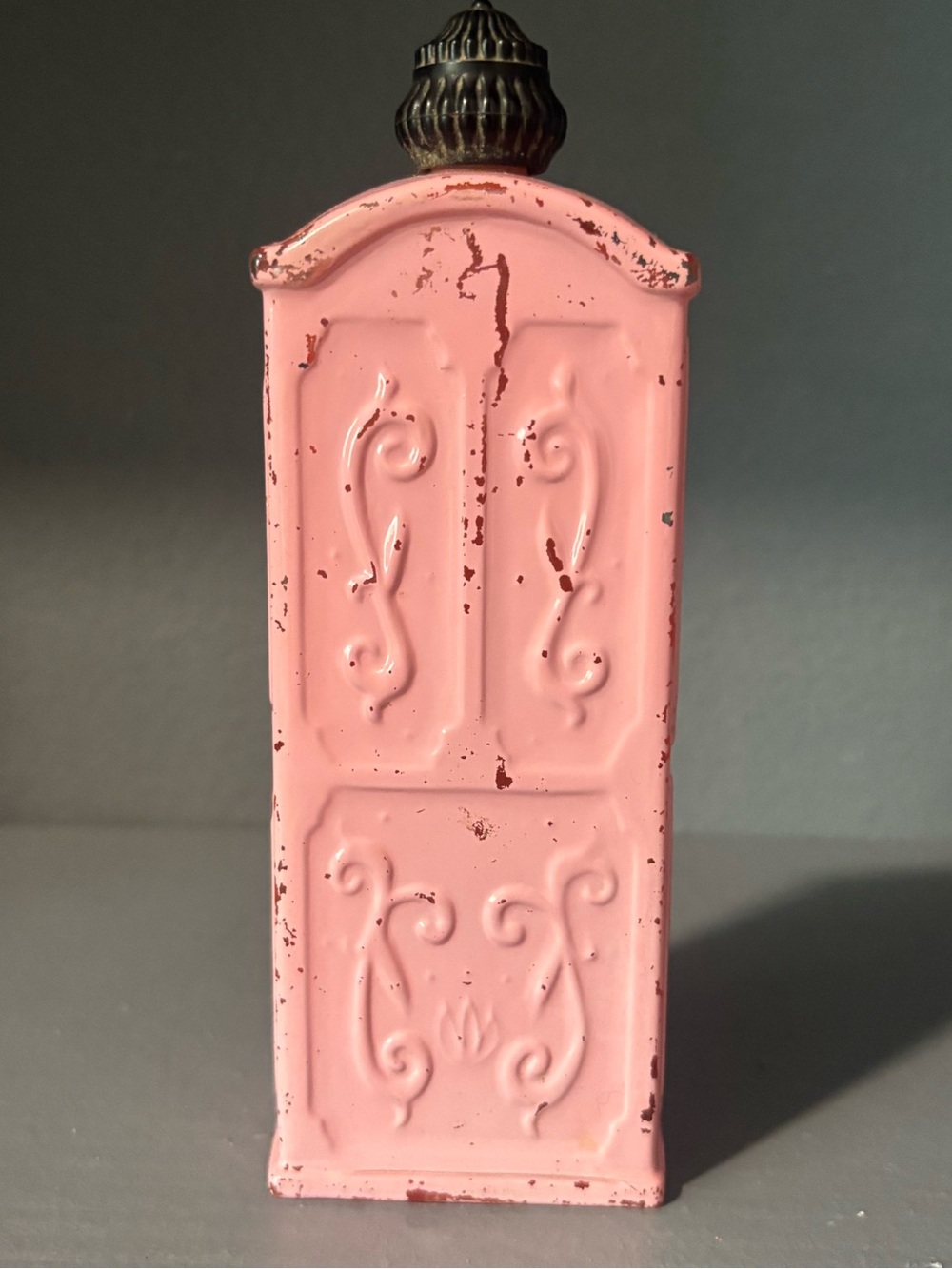 Avon Pink Decorative Metal Accent with Brass Top